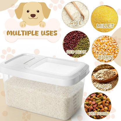 2 Pack Airtight Dog Food Storage Container, 27.6 Lbs Clear Pet Food Storage Bin with 2 Measuring Scoops for Pet Dog Cat Grain Rice Treat