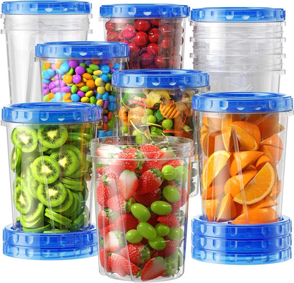 BiuLeon 6 Pack-17oz Freezer Storage Containers, Plastic Food Storage Containers with Twist Top Lids, BPA Free and Reusable Soup Containers with Lid, Microwave and Dishwasher Safe