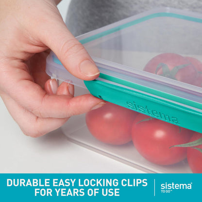 Sistema Bento Box Adult Lunch Box with 3 Compartments, 2 Removable Trays, and Salad Dressing Container, Dishwasher Safe, Color May Vary, 42 oz./1.25L Size (Pack of 4)