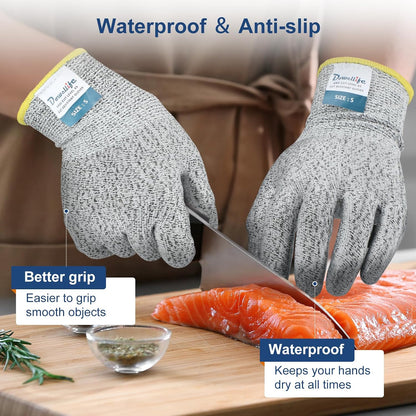 Dowellife Cut Resistant Gloves Food Grade Level 5 Protection, Safety Kitchen Cut Gloves for Chef Oyster Shucking Mandolin Knife Butcher Meat Cutting