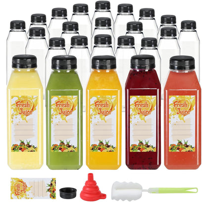 30pcs 10oz Empty Plastic Juice Bottles with Caps Reusable Food Grade Drink Bottles with Leak-Proof Tamper Evident Caps Bulk Clear Beverage Containers for Homemade Drinks Smoothie Milk