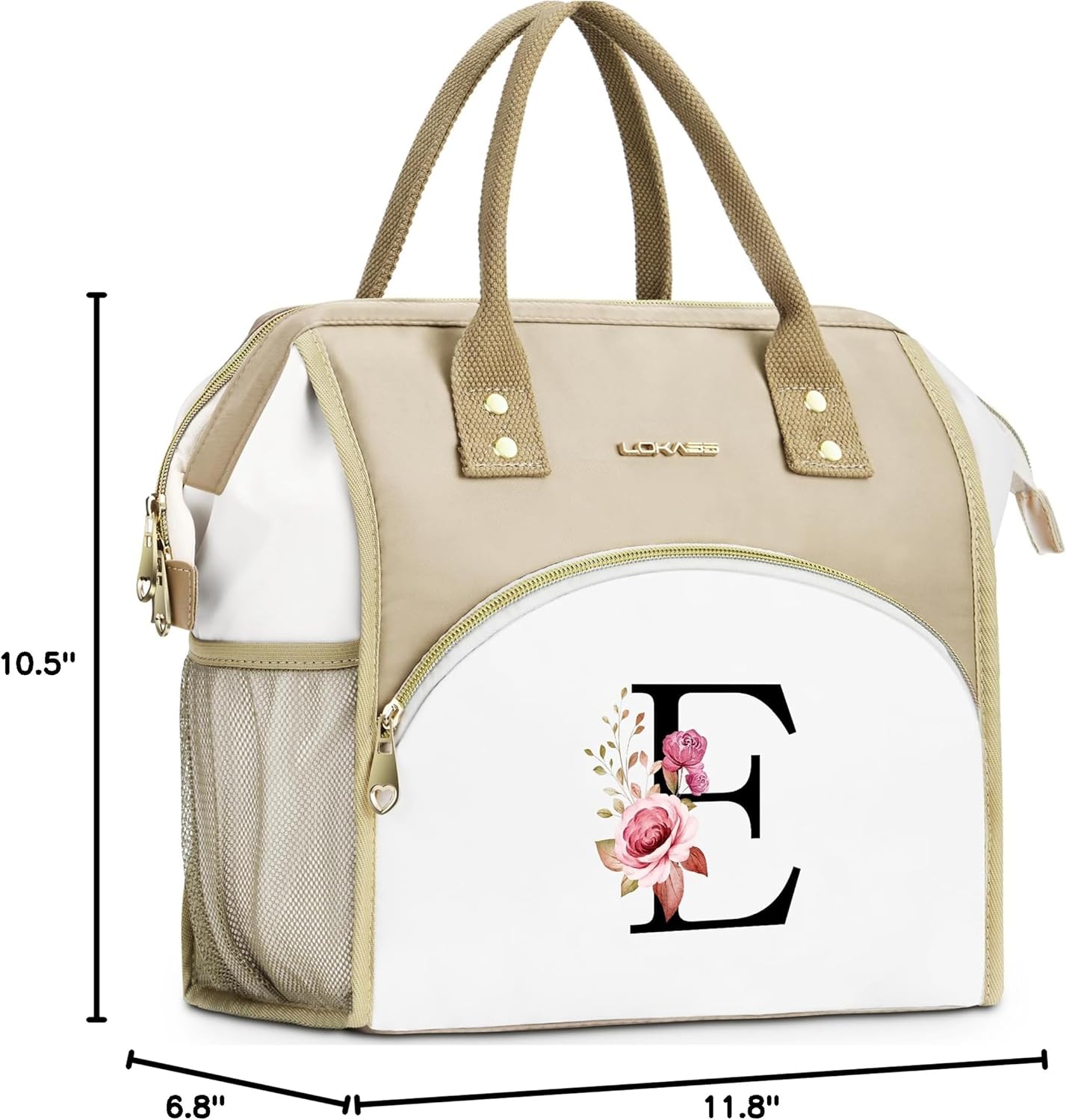 Initial Lunch Bag Women, Cooler Insulated Lunch Bag for Girls, Large Adult Leakproof Lunch Box for Picnic Work, Personalized Tote Bag, Birthday Gifts/Mothers Day Gifts, Letter K.