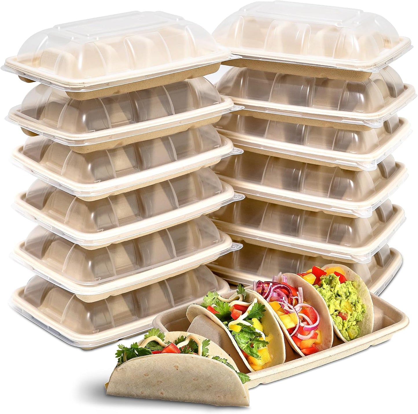 (48PCS) Taco Bar Serving Set for a Party, Disposable Taco Holder Stands, Paper Taco Holders, Taco Stands for 3 Tacos, Taco Bar Serving Dishes, Taco Plate Trays Keep Taco Upright, Taco Party Supplies
