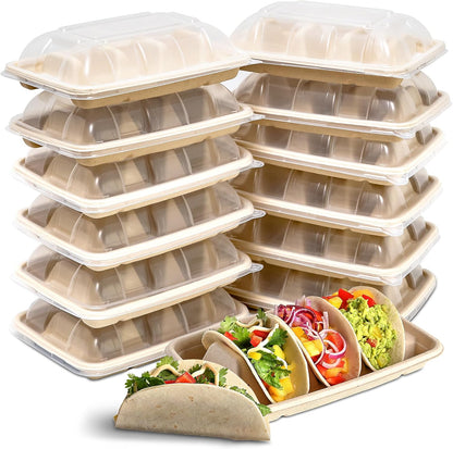 (48PCS) Taco Bar Serving Set for a Party, Disposable Taco Holder Stands, Paper Taco Holders, Taco Stands for 3 Tacos, Taco Bar Serving Dishes, Taco Plate Trays Keep Taco Upright, Taco Party Supplies