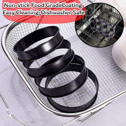 DATANYA Crumpet Rings NONSTICK English Muffin Ring 4 Inch - Stainless Steel Double Rolled Tart Rings Round Metal Cookie Pastry Ring Molds for Baking Cooking