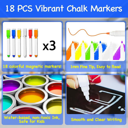 PigPotParty 2-in-1 Acrylic Magnetic Chore Chart for 2 Kids, Couples, Roommates, 15"x11" Large Dry Erase Chore Board for Fridge, Clear Weekly & Daily Reward Chart, Includes 12 Markers & Towel