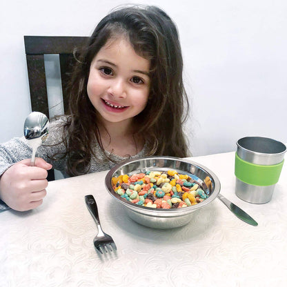 12 Piece Stainless Steel Kids Silverware Set - Child and Toddler Safe Flatware - Kids Utensil Set - Metal Kids Cutlery Set Includes 4 Small Kids Spoons, 4 Forks & 4 Knives - UV Rainbow