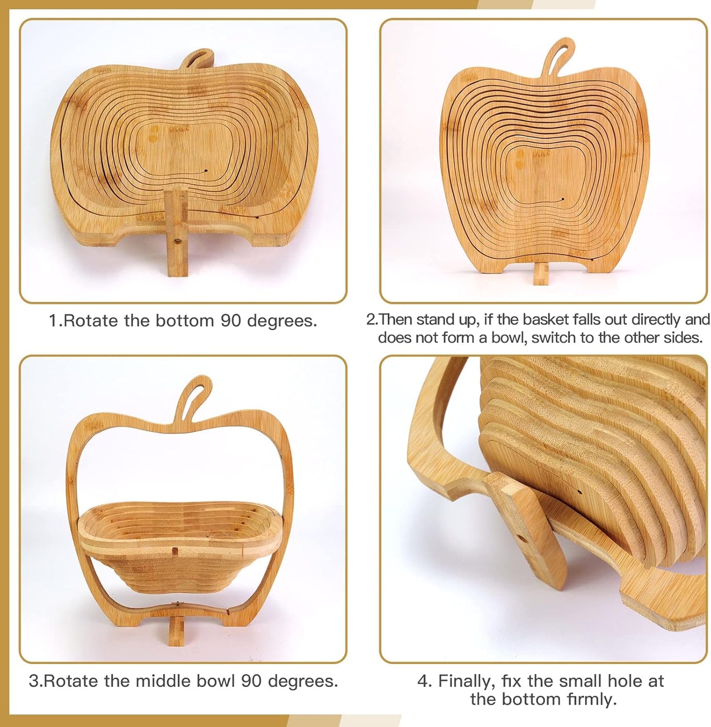 MYOSOTIS Foldable Fruit Basket Collapsible Bamboo Fruit and Veggie Basket Fruit Bowl Holder and Dried Fruit Basket For Holiday Party (Duck)