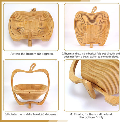 MYOSOTIS Foldable Fruit Basket Collapsible Bamboo Fruit and Veggie Basket Fruit Bowl Holder and Dried Fruit Basket For Holiday Party (Duck)