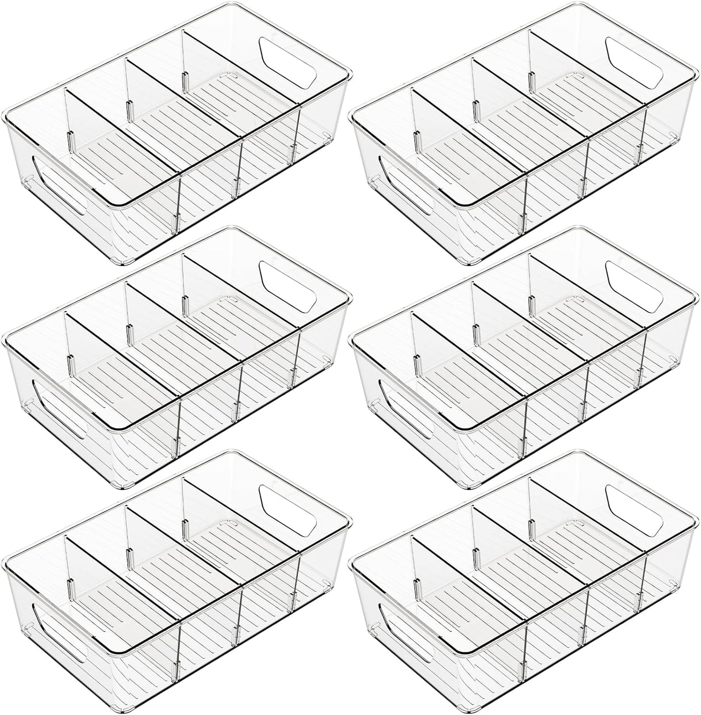 Stackable 6 Pack Snack Organizer for Pantry Shelf,Clear Pantry Organizers and Storage Bins for Fridge,Office,Cupboard,Plastic Pantry Snack Organizer For Breast Milk,Tea Bag,Food Storage Containers