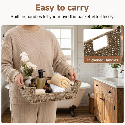 StorageWorks Round Paper Rope Woven Basket for Pantry Organizers and Storage, Stackable Pantry Storage Baskets for Shelves, Brown, 2-Pack