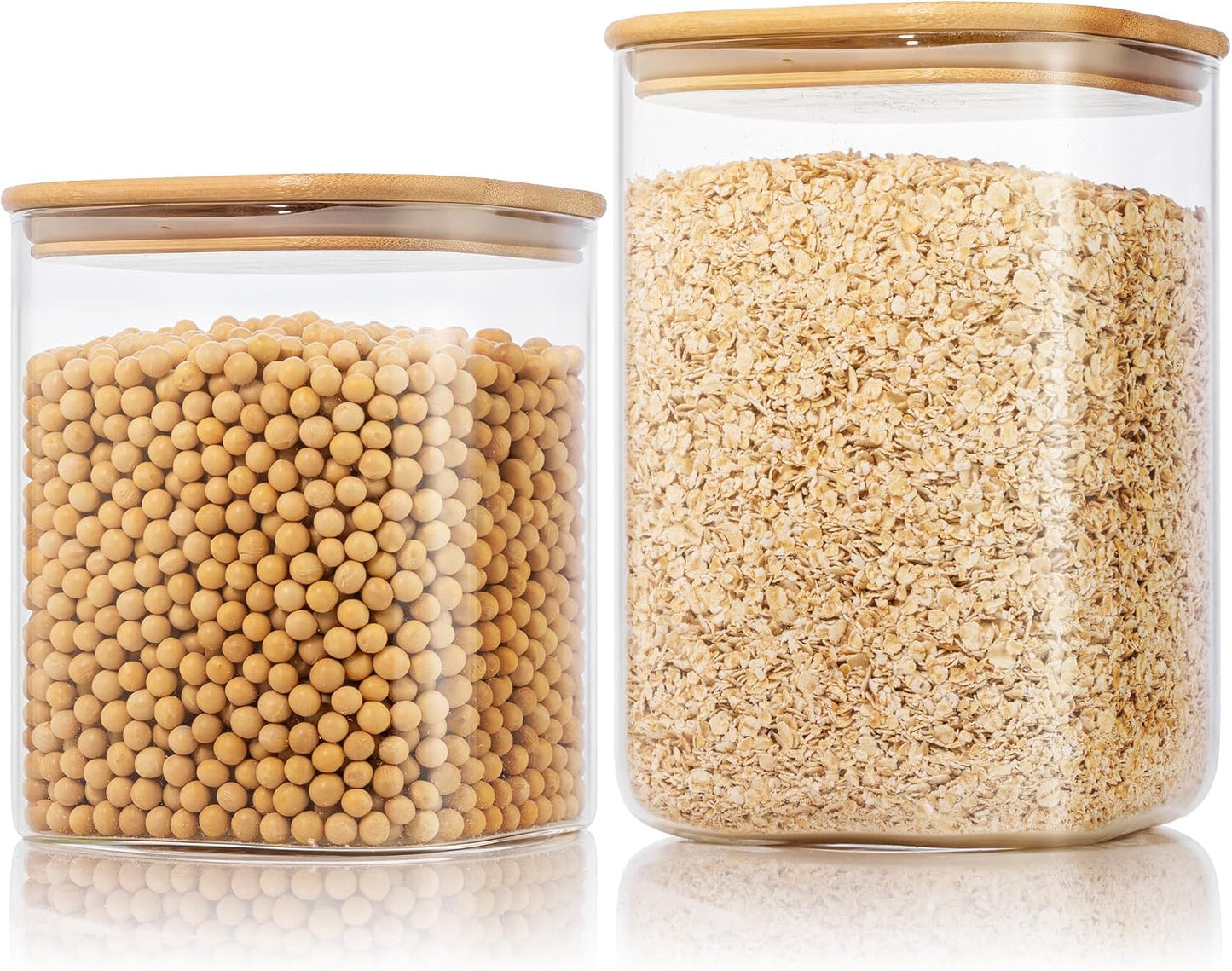 168oz 2 Pack Large Glass Storage Containers with Lids for Pantry Storage | Square Borosilicate Glass Jar with Airtight Lid Keep Flour, Sugar & Rice Fresh, Fit 10lb Bag, BPA-Free for Pantry Organizer