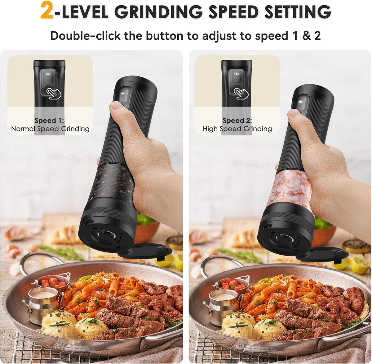 Electric Salt and Pepper Grinder Set, 2 in 1 Dual Bins USB Rechargeable