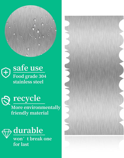 8.6 Inch Metal Cake Scraper Smoother, Edge Side Jagged Comb for Cream