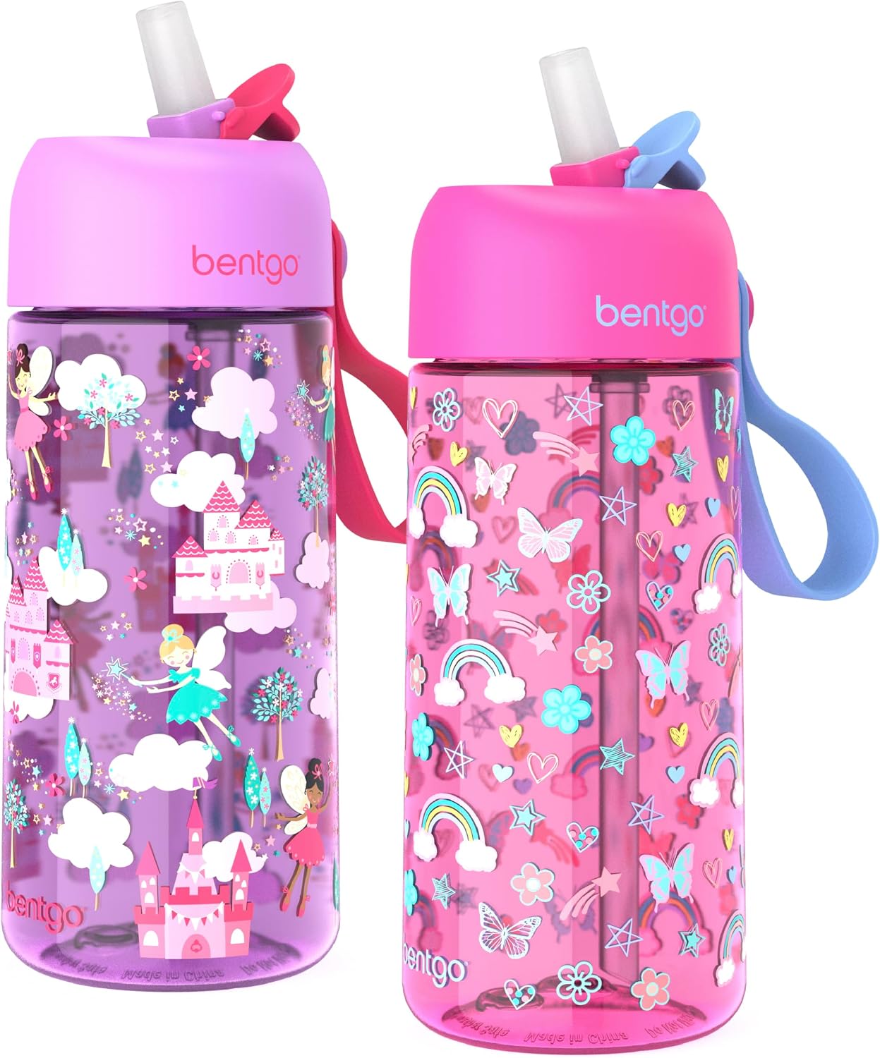Bentgo Kids Water Bottle - Leak-Proof, Durable Tritan PFAS- & BPA-Free 15 fl oz, Kids/Toddlers Ages 3+ for School & Sports; Bite & Sip Spout, Carrying Handle, Dishwasher Safe (Unicorn)