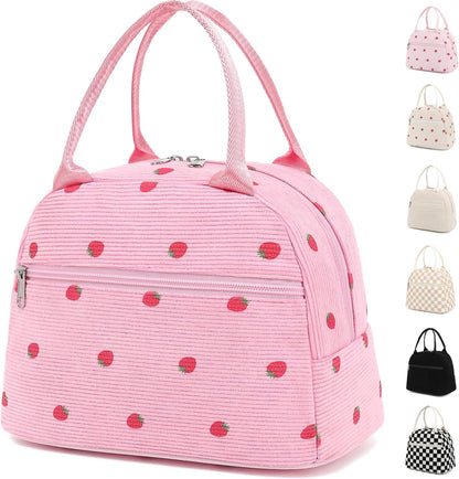 GYEUKHAM Lunch Bag Women, Lunch Box for Adult Men Kids Girls, Small Cute Lunchbox Tote Large Capacity Insulated Lunch Container Cooler for Work School Picnic Travel, Black White Stripes