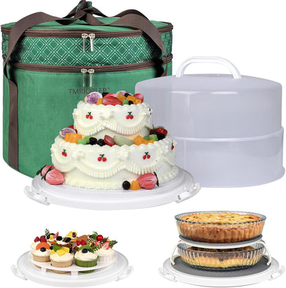 12 Inch Cake carrier Container with Lid and Handles Includes Insulated Bag for Safe Transportation of Buttercream Doesn't Melt Easy for Cakes, Pies and Cupcakes (Grey)