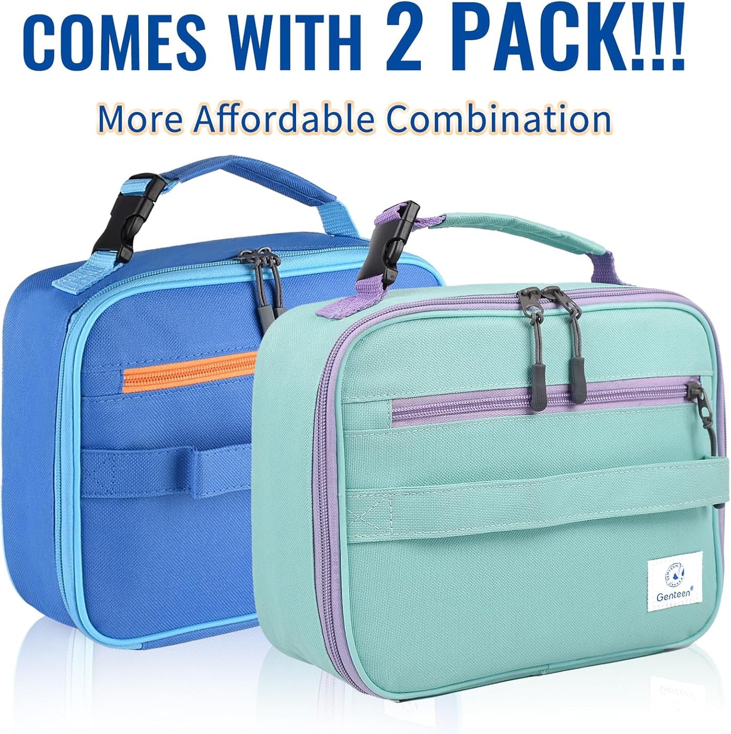 Genteen Lunch Box Kids, Insulated Lunch Bag Kids Boys Girls Back to School, Soft Lunch Box for Men Reusable Lunchbox for Office,Outdoor,School (Black)