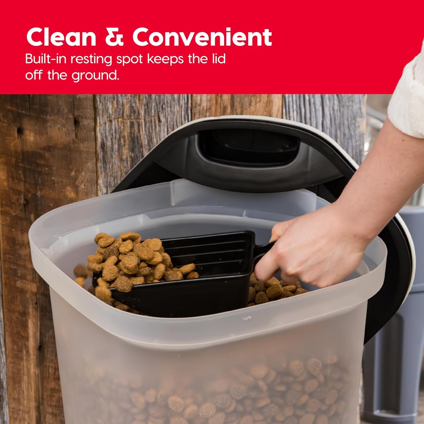 IRIS USA Airtight Dog Food Storage Container, Up to 30 lbs, Attachable Wheels, for Dog Cat Bird and other Pet Food Storage Bin, Keep Fresh, Easy Mobility, BPA Free, Black