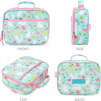 mibasies Kids Lunch Box for Girls Toddler, Insulated and Reusable Lunch Bag for School, Pink Rainbow