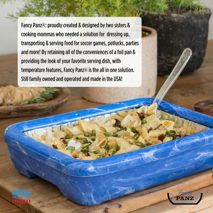 Fancy Panz Red Classic Aluminum Foil Pan Carrier with Secure Latch Lid - Reusable Casserole Carrier for Half Size Pans - Food Transport Holder for Potlucks, Parties, Tailgates & Entertaining