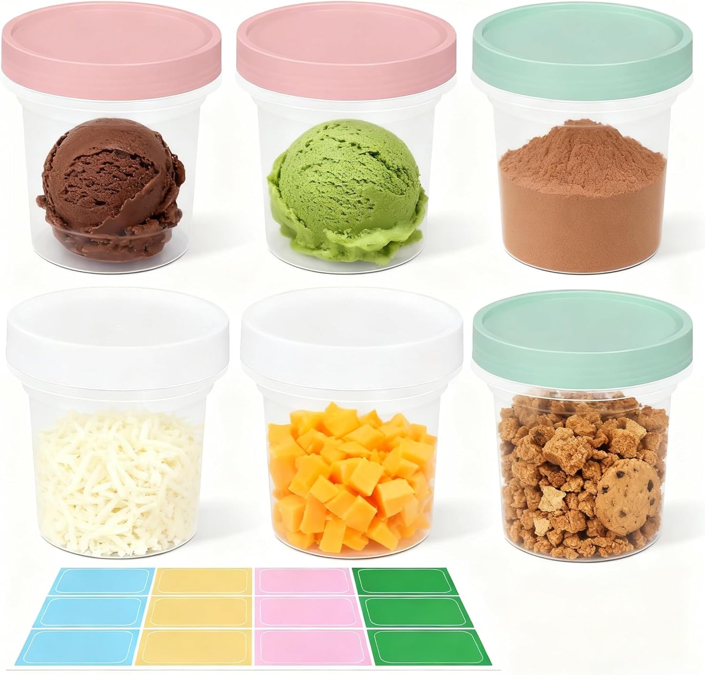 6 Pack 10oz Food Storage Containers, Plastic Containers with Twist Top Lid, Reusable Dishwasher Freezer Safe Airtight, Takeout Container - Ideal for Soup and More
