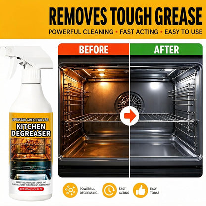 Apiastar Greasekiller Spray,2026 New,300ML/10.56FL.OZ Apiastar Grill Cleaner Spray,Suitable For Greasy Grates, Drip Trays, Sticky Buildup, Exterior Grill Messes(2PCS)