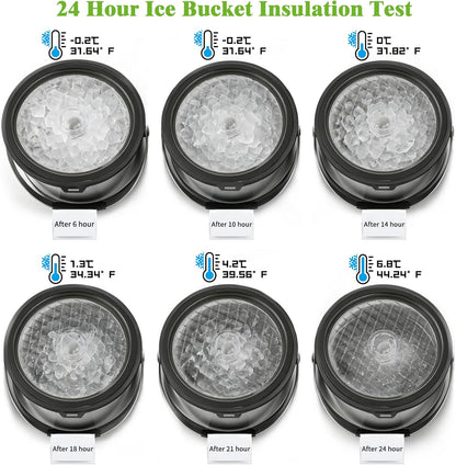 5QT/4.8L Insulated Ice Bucket for Parties, Large Capacity Double-Wall Beverage Bucket with Scoop & Lid for Champagne, Wine, Cocktail (Black)