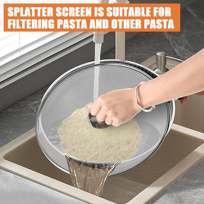 3-Pack Splatter Screens for Frying Pan - 10", 11.5", 13" Stainless Steel Grease Splatter Guard with Foldable Knob, Ultra-Fine Mesh, Rust-Free - No Oil Mess, No Burns, Ultra Fine Mesh