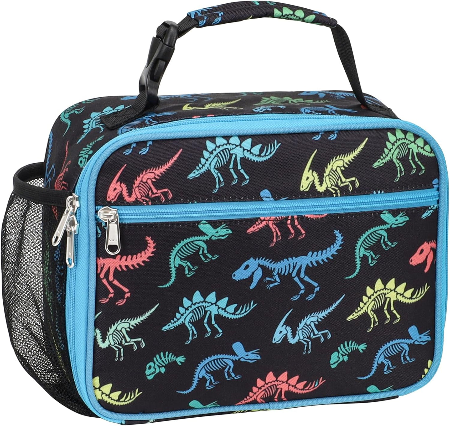 Kids Lunch Bag Boys - Insulated Kids Lunch Box Reusable Lunchbox with Water Bottle Holder Toddler Lunch Tote Bag for School Daycare, Black Dino Fossil