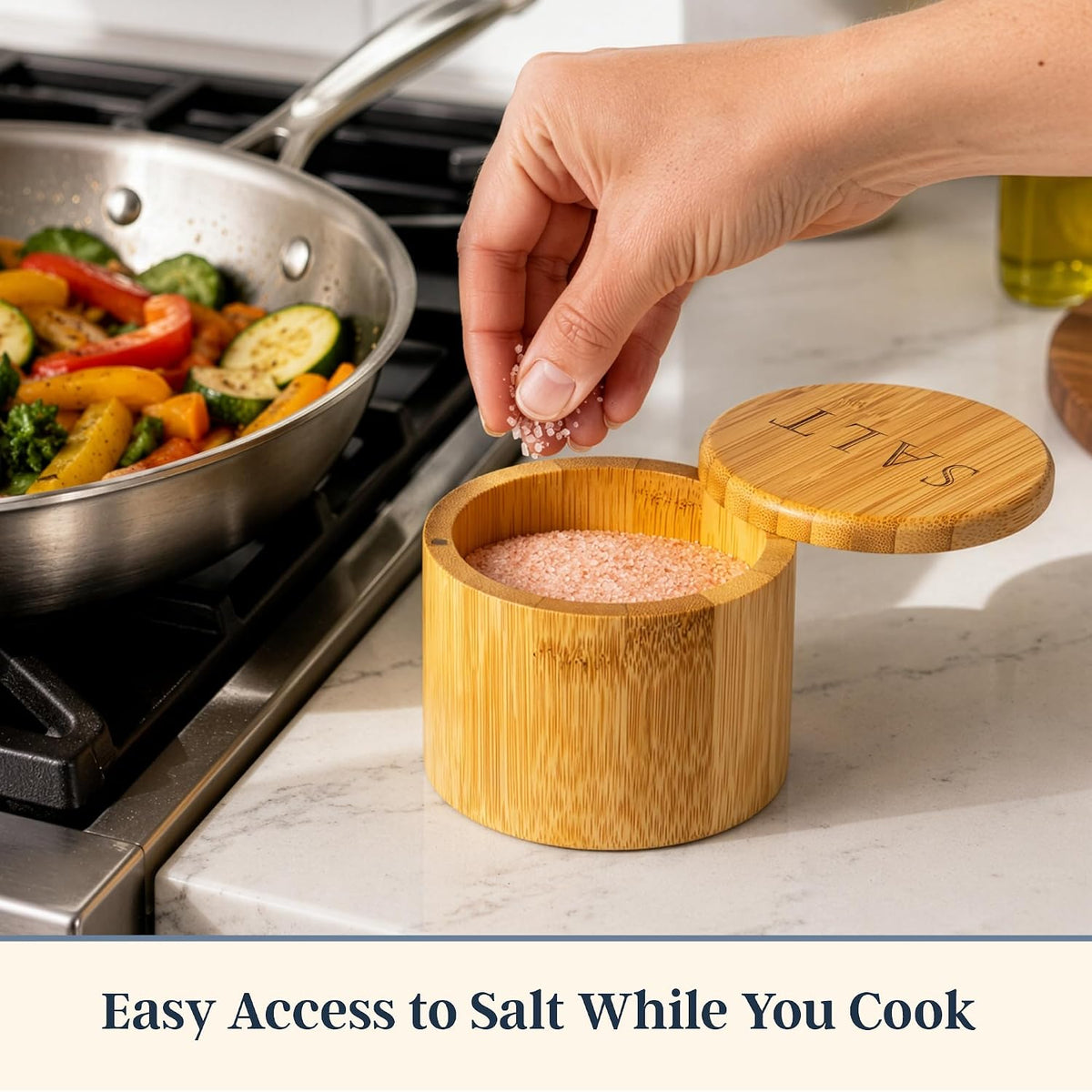 Totally Bamboo Salt Cellar with Swivel Lid, Salt Container for Countertop