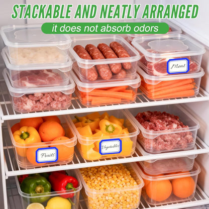 10Pcs Meal Prep Containers, Reusable Food Storage Containers with Lids, BPA Free Plastic Freezer Storage Boxes, 22OZ Lunch Container with 1 Lable for Kitchen Storage