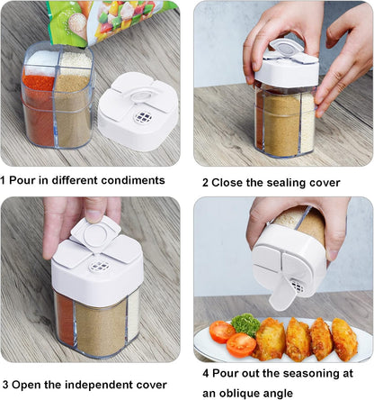 2 Pack Spice Container Salt and Pepper Seasoning Shaker Jars White Grey