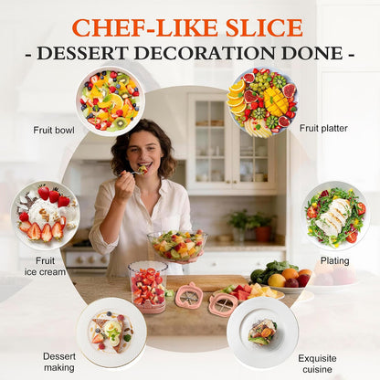 Fruit Slicer Cup 4 (6) Slice Blade Detachable Perfect Salads Sushi Pink