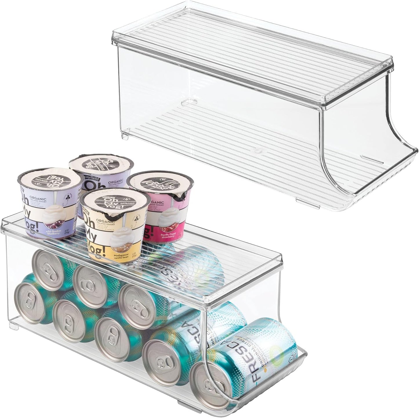 iDesign Soda Can Organizer with Lid for Pantry or Refrigerator - Clear - Made in USA