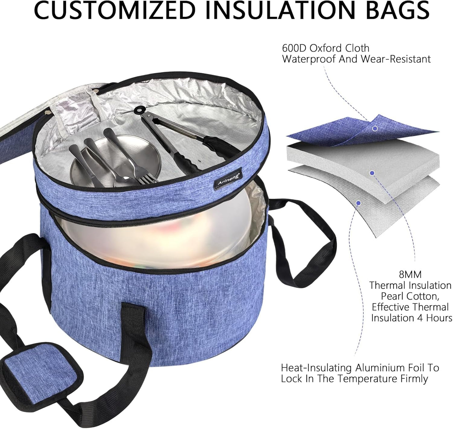 Round Cake Carrier Box with Lid and Handle, Transportation Insulated Bag for Cakes, Cupcakes and Pies, Triple Locking Design for Safe Transportation (Grey, 12 * 12 * 7.9 Inch)