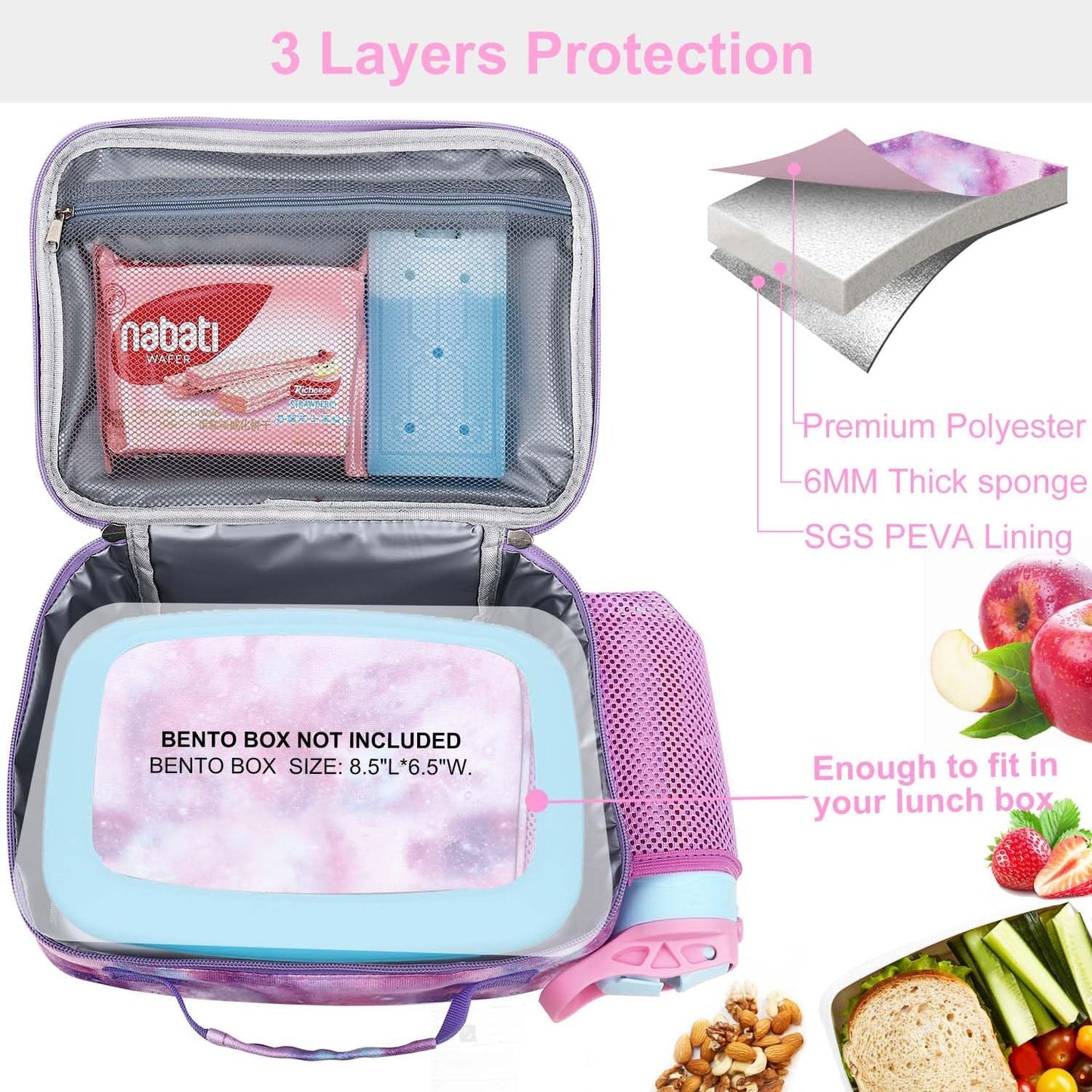 RHCPFOVR Kids Lunch Bag - Insulated Lunch Box for Boys Girls,Washable Lunch Bag and Reusable Toddler Leak-proof Lunchbox for School and Daycare - Colors B