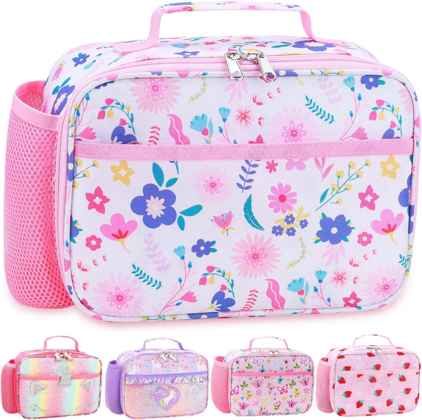 RHCPFOVR Kids Lunch Bag - Insulated Lunch Box for Boys Girls,Washable Lunch Bag and Reusable Toddler Leak-proof Lunchbox for School and Daycare - Colors A