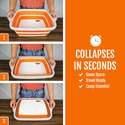 Collapsible BBQ Prep Tub with Lid & Cutting Board – 8L Folding Meat Marinating Container – Multipurpose Tub for Food Storage, Camping & Grilling – Portable Meal Prep Tray for Outdoor Cooking