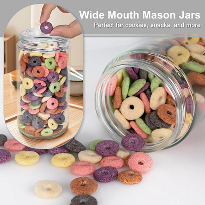 Overnight Oats Containers with Lids, 10oz Wide Mouth Mason Jars with Lids, 9 Pack Glass Jars with Airtight lid for Chia Pudding Yogurt Salad, Meal Prer Oatmeal Jars, Pink