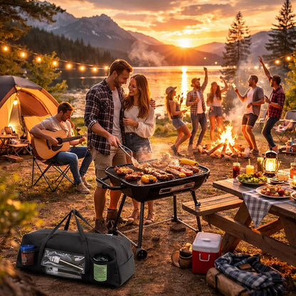 Vexillum Portable Grill Tool Storage Bag – Large BBQ Utensil Organizer for Grilling & Camping, Waterproof & Stain-Resistant Fabric with Pockets, Barbecue Accessories Case Container (22"x6.5"x7.2")
