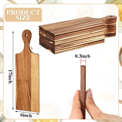 Patelai 6 Pcs 15 x 7 Inch Bamboo Cutting Board Set with Handles Laser Engraving Wooden Charcuterie Kitchen Plain Serving Chopping Board Bulk for DIY Housewarming