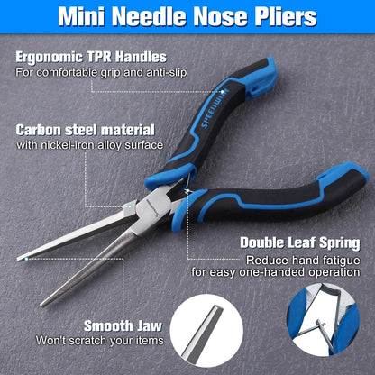 SPEEDWOX Long Reach Bent Needle Nose Pliers With Smooth Jaw Angled Needle Nose Pliers For Jewelry Making Fish Bone Pliers Tweezers Bent Chain Nose Pliers For Wire Bending And Small Object Gripping