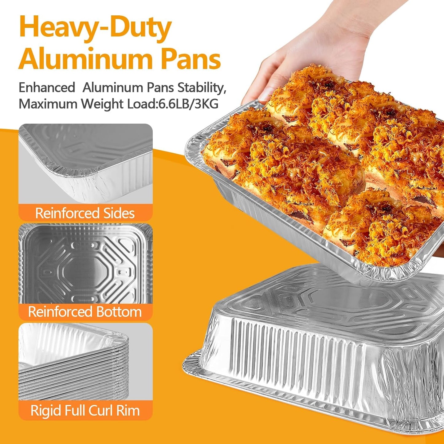 Thickened 9x13 Aluminum Pans with Lids, 20 Pack Heavy Duty & Extra Deep Disposable Aluminum Foil Pans, Disposable Half Size Foil Baking Tray for Cooking, Meal Prep, Baking, Roasting