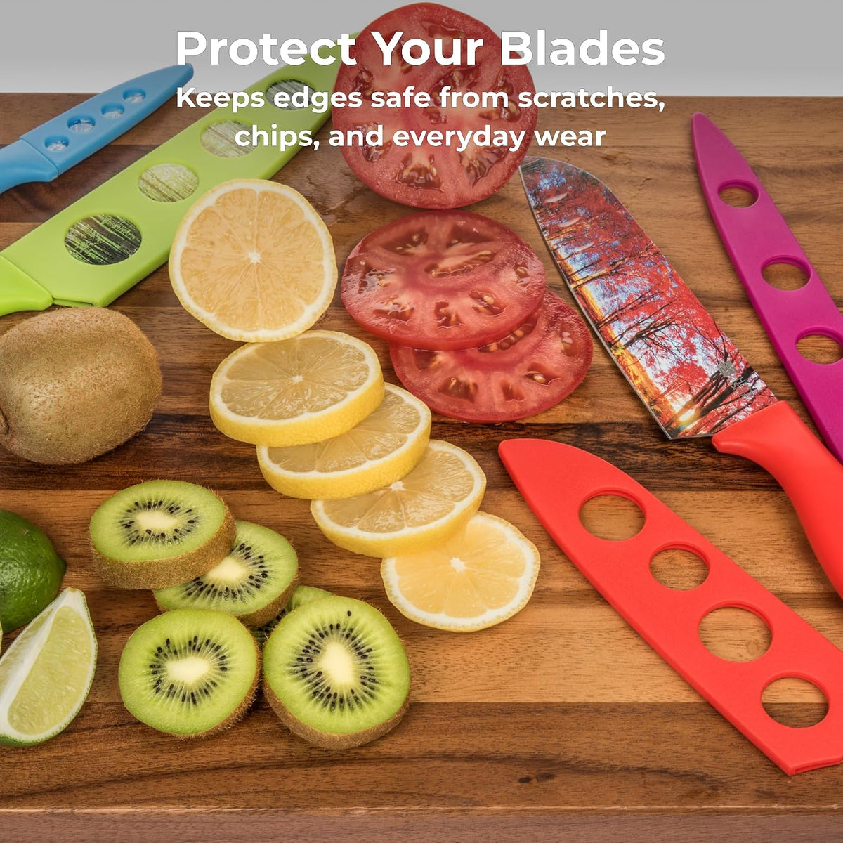 CHEF'S VISION Landscape BladeKeepers, 6 Color-Matched Knife Blade Covers
