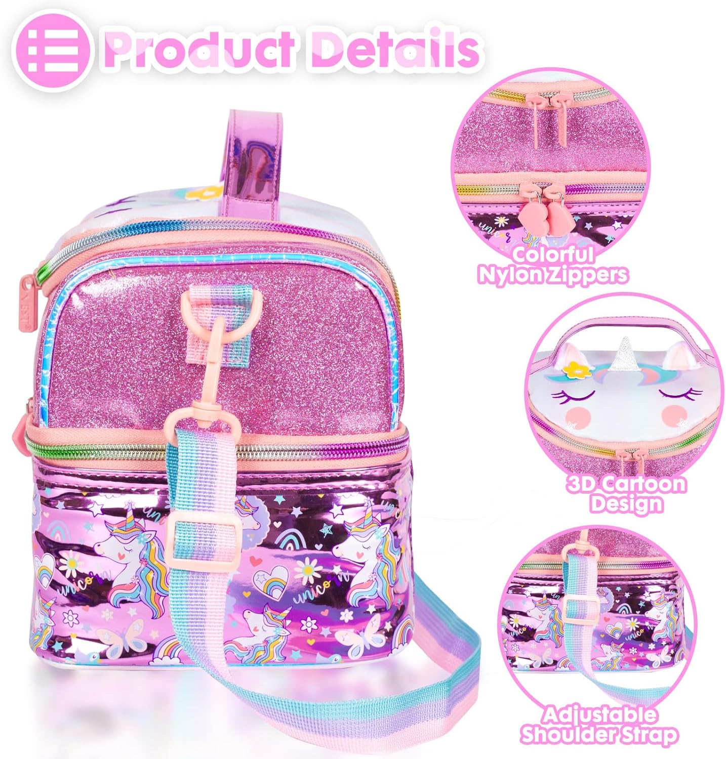 Kids Double Decker Cooler Insulated Lunch Bag, Back to School Large Meal Tote for Boys, Girls, Men, Women, with Adjustable Strap, Soccer