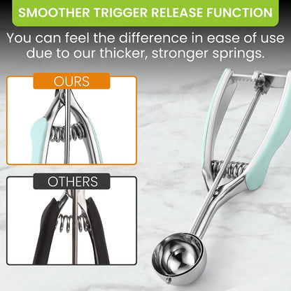 Spring Chef Extra Large Stainless Steel Cookie Scoop, #10, 5.5 Tbsp, Black