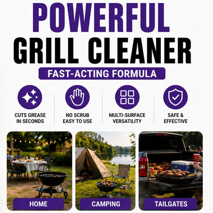 Fast-Acting Grill Cleaner Spray, Heavy Duty BBQ Degreaser for Burnt Food & Stubborn Grease, Powerful No-Scrub Oven & Kitchen Cleaner for Grills, Stovetops & Pans (1)