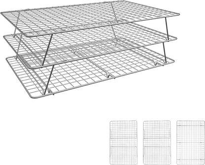 Cooling Rack 16"x10", 3-Tier Stackable & Collapsible Cooling Racks