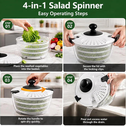 4.2 Quarts Salad Spinner & Mandoline Slicer Set with 5 Blades